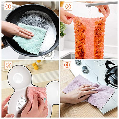 Hypermotion Microfiber Cleaning Cloth, Kitchen Towels, Double-Sided Microfiber Towel Lint Free Highly Absorbent Multi-Purpose Dust and Dirty Cleaning Supplies for Kitchen Car Cleaning. Pack of 12 - color: Multicolor