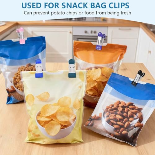 SenseYo 99 Pack Heavy Duty Clothes Pins 2.2 Inch Mini Chip Clips Bag Food Stainless Steel Clothes Pins with Rubber 11 Colors for Kitchen Photo Laundry Hanging Drying - size: 99