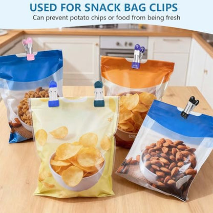 SenseYo 99 Pack Heavy Duty Clothes Pins 2.2 Inch Mini Chip Clips Bag Food Stainless Steel Clothes Pins with Rubber 11 Colors for Kitchen Photo Laundry Hanging Drying - size: 99