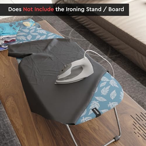 Encasa XO Ironing Board Cover and Pad, Thick Felt 28"x12" - color: Big Leaves Blue, size: Mini (28"x12")