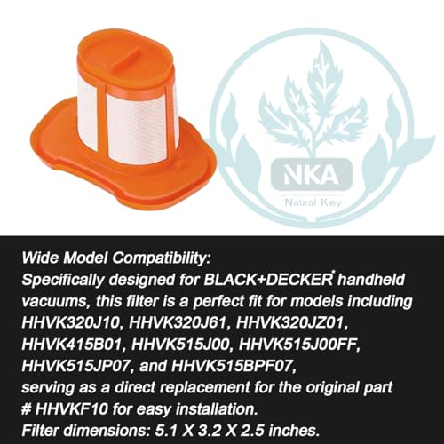 HHVKF10 Filter for Black and Decker Dustbuster Filter,Washable Replacement Filters for black and decker handheld vacuum filter-HHVK320J10/320J61/320JZ01/415B01/515J00/515J00FF/515JP07/515BPF07