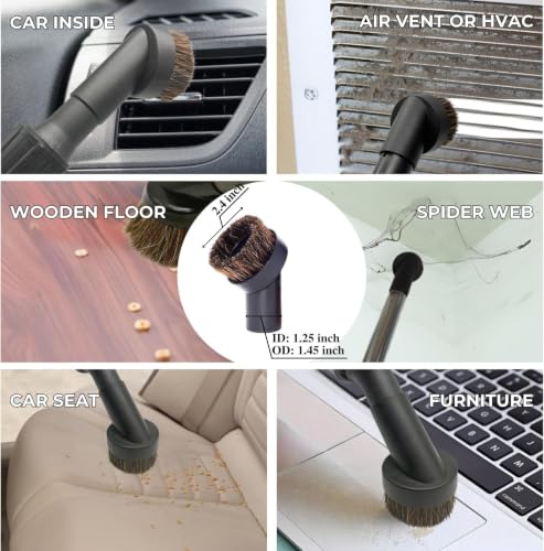 Universal Vacuum Attachments & Brushes Kit - Hardwood Floor Vacuum Brush Head Attachment & Shop-vacs Accessories - Universal Vacuum Hose Adapter Kit & Dryer vent Flexible Crevice Attachment