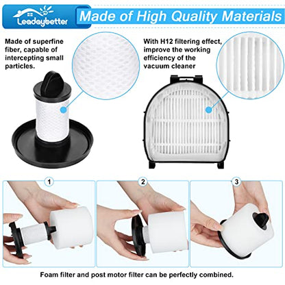 Leadaybetter Filter Replacement for Shark LZ600 LZ601 LZ602 LZ602C APEX UpLight Lift-Away DuoClean Vacuum Cleaner, 2 Post HEPA & 2 Pre Motor Filters 4 Foam Filters, Part # XHFFC600 & XFFLZ600