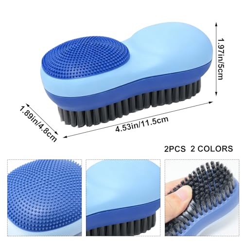 2PCS Laundry Stain Brush for Home Two Side Soft Plastic Bristle Cleaning Tool Use for Underwear Clothes and Shoes Multi Functional Brush to Remove Stains Without Damaging Fabrics
