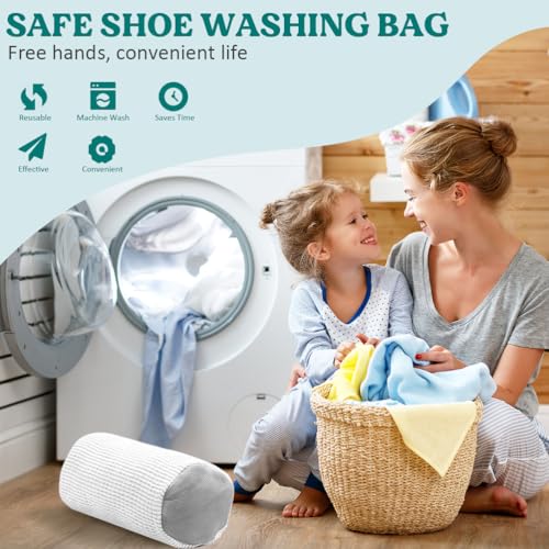Shoe Washing Machine Bag 2 Pack, Laundry Shoe Bag for Washer and Dryer - color: White2pcs
