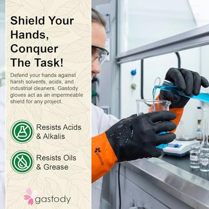 Gastody™ - Chemical Resistant Gloves, Reusable,Heavy Duty Safety Work Gloves,Resist Acid,Oil,Alkali - S-M-L-XL-XXL Size - size: Large, style: Chemical Gloves Set of 2 Pairs
