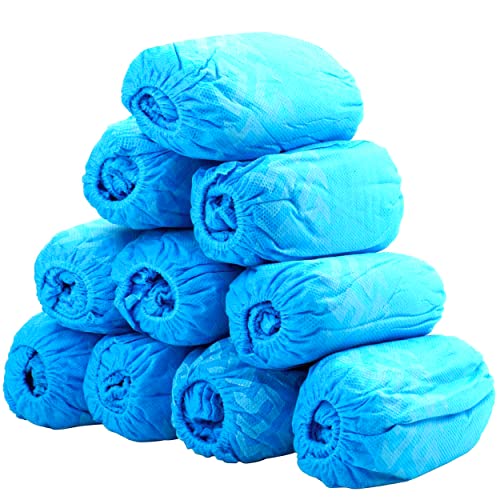 G & F Products Disposable Shoe Covers, Slip-Resistant Booties, Heavy-Duty, Waterproof, Elastic Band, Non-Slip Silicone Sole, Reusable, Protects Floors, Blue, 11 Us Men & 13 Us Women, X-L 100 Pieces - size: X-Large 100 Pack