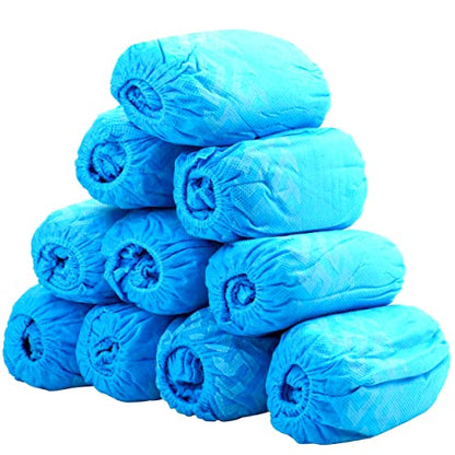G & F Products Disposable Shoe Covers, Slip-Resistant Booties, Heavy-Duty, Waterproof, Elastic Band, Non-Slip Silicone Sole, Reusable, Protects Floors, Blue, 11 Us Men & 13 Us Women, X-L 100 Pieces - size: X-Large 100 Pack