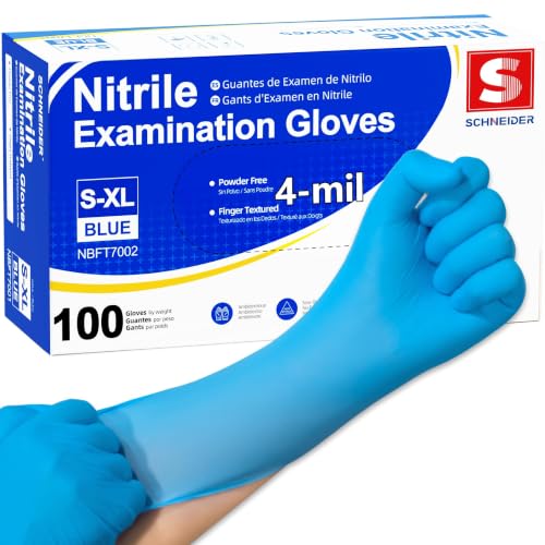 Schneider Nitrile Gloves, Gloves Disposable Latex Free, Powder Free - color: Blue, size: Small