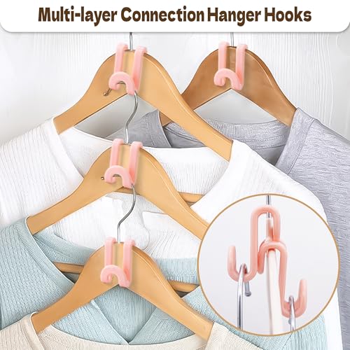 Mlici 60pc Space-Saving Hanger Hooks, Hanger Connector Hooks for Dorm, Pink - color: Pink