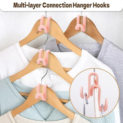 Mlici 60pc Space-Saving Hanger Hooks, Hanger Connector Hooks for Dorm, Pink - color: Pink