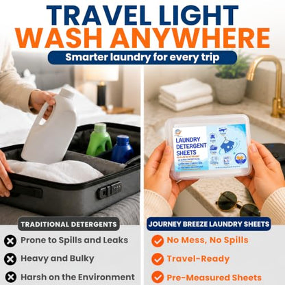 Travel Laundry Detergent Sheets for Hand or Machine Wash and Travel Clothesline – Compact Sink Washing Detergent & Indoor Outdoor Drying Line for Hotels, Cruises & Camping - style: Travel Laundry Sheets + Lt Clothesline