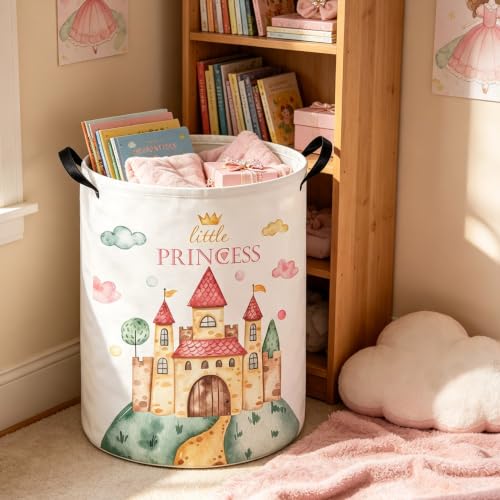 Pink Castle hamper,Laundry Basket,Waterproof foldable laundry basket for Room,Cute Room Decor(Cute Castle) - color: Cute Castle