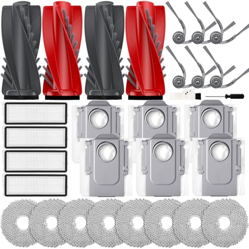 30PCS Qrevo S5V Accessories for Roborock Qrevo S5V/Qrevo Curv/Qrevo Edge S5A/Qrevo Curv S5X/Qrevo Edge,Qrevo S5V Replacement Parts: 4 Main Brushes,6 Side Brushes,8 Mop Pads,4 HEPA Filters,6 Dust Bags - size: QREVO CURV-30SET