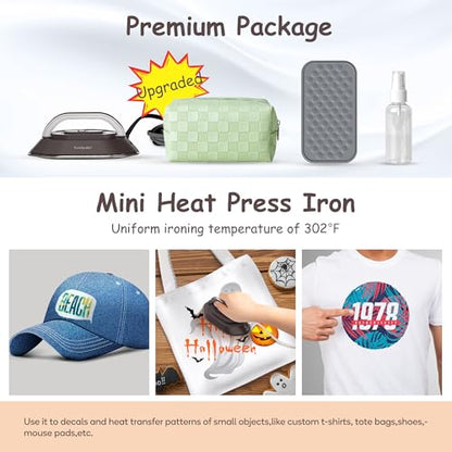 Newbealer Travel Iron Set, 100-240V Mini Dry Iron for Clothes (No Steam) - color: Brown