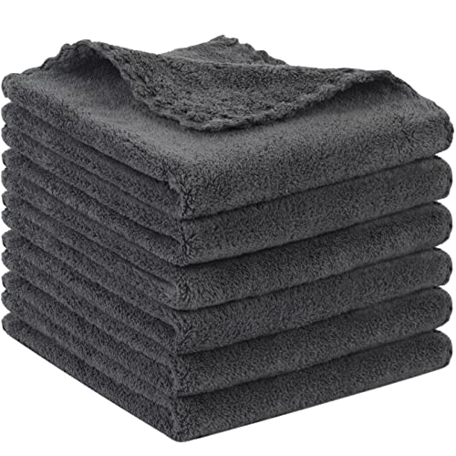SUNLAND Microfiber Face Cloth 12inchx12inch 6 Pack Darkgrey - color: Dark Grey - 12x12, size: 1 Count (Pack of 6)