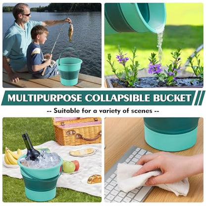Collapsible Bucket 4.5 Gallon/17L Large Capacity Foldable Cleaning Buckets - color: Large Green