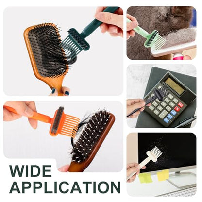 2 Pack Hair Brush Cleaning Tool, 2-in-1 Cleaner Tool, Portable Cleaning Tool Set for Brush Comb Keyboard, Remover Rake for Removing Hair Dust, Home and Salon Use(Green&Grey) - color: 2 Pack-GreenGrey