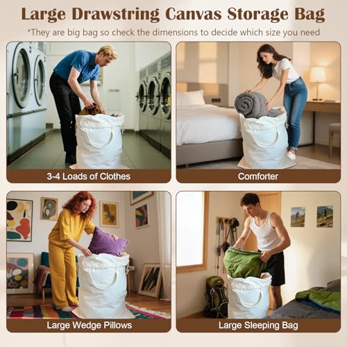 Canvas Laundry Bag 33"Wx 35"H, Extra Large Heavy Duty Hamper Liner,XL Beige - color: Beige, size: XL 33"W x 35"H┃1 Pack