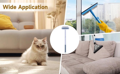OMISTAR 2 Pcs 23.6 Inch Pet Hair Removal Tool, 4-in-1 Multifunctional Fur Cleaner with Extendable Handle, Reusable Dog Cat Hair Remover Brush for Furniture, Carpet, Couch, Bedding & Car Interiors