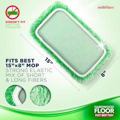 Millifiber Floor Duster Refills 15x8 Inches, 3-Pack (Mop Not Included) - color: Dry Duster (Green), size: 3 Count (Pack of 1)