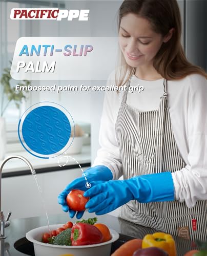 PACIFIC PPE 2 Pairs Cleaning Gloves, Cotton Liner, Purple+Blue, Medium - color: Purple+blue, size: Medium (Pack of 2)