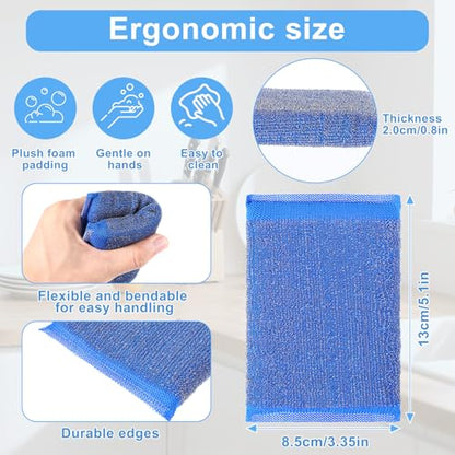 6 Pack Steel Wool Scrubber Sponges,Heavy Duty Stainless Steel Scouring Pads - color: 3 Colors
