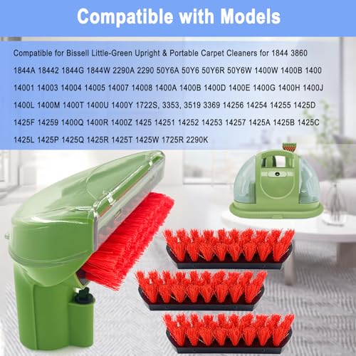 Upgraded 1400B Little Green 5.3" Detachable Tough Stain Brush Tool Replacement for Bissell Little-Green Upright &Portable Carpet Cleaners for 1400B 4075 3860 1425 2458 3194 3353 Series,1+3 Brush,Green - color: (1+3)-green
