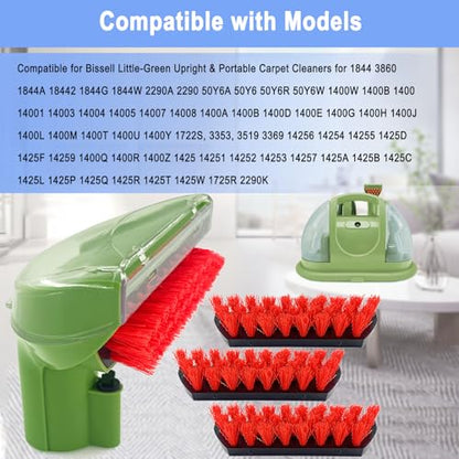 Upgraded 1400B Little Green 5.3" Detachable Tough Stain Brush Tool Replacement for Bissell Little-Green Upright &Portable Carpet Cleaners for 1400B 4075 3860 1425 2458 3194 3353 Series,1+3 Brush,Green - color: (1+3)-green