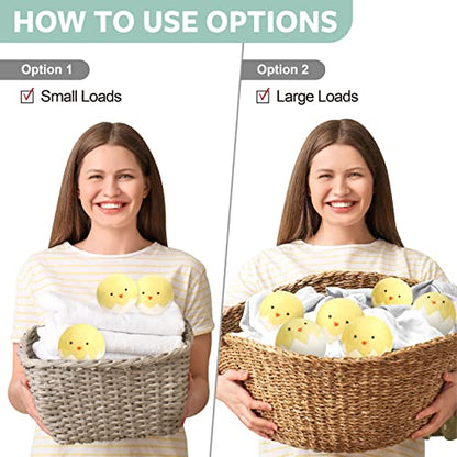 Calindiana 100% Organic Premium New Zealand Wool Dryer Balls Laundry Reusable Fabric Softener, Cute Dryer Sheets Alternative, Anti Static XL Size 6 Pack, Yellow Chick - color: Yellow