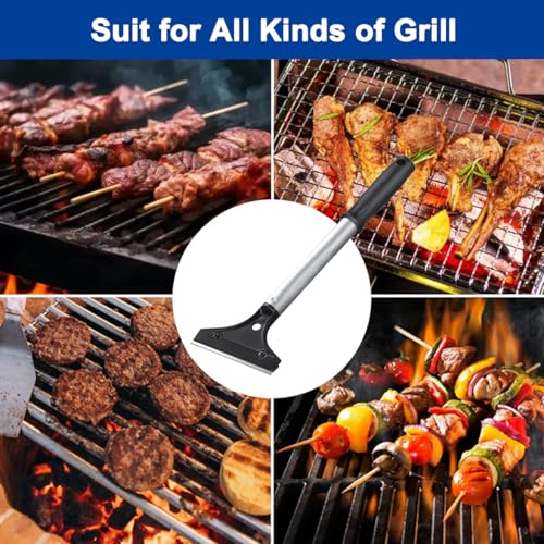 CELOX Grill Scraper, Kitchen Scraper for Cleaning Griddle with Long Handle Without Extra Spare Blades - color: Bright Black