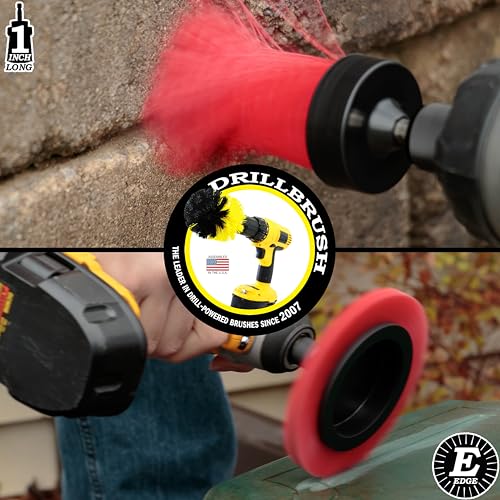 Drillbrush Hard Bristle Cleaning Brush for Crevices and Gaps - Outdoor - color: Red