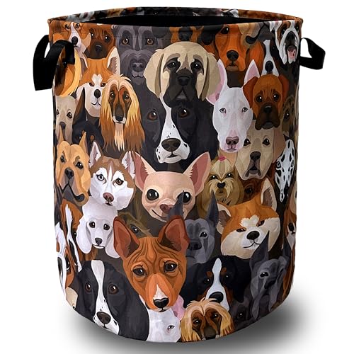 Colorful Dog Laundry Basket Oxford Cloth Foldable Hamper 18.9x16.5 Inch - color: Colorful Cartoon Dogs Animal Dog