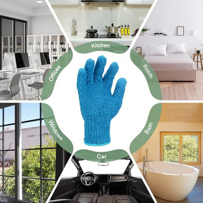 M METERXITY Dusting Gloves, Reusable Washable Mittens for House/Plants/Cars/Blinds Dusting, Leaf Cleaning Glove Mittens - color: Blue, size: 7 x 9.5 cm
