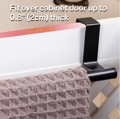 Cabinet Door Towel Bar, Kitchen Towel Holder, Matte Black, Single - color: Black - 1 Pack