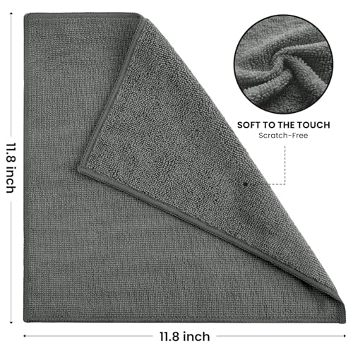 SIFANGKE Microfiber Cleaning Cloth, 12 Pack Grey Cleaning Rags for Housekeeping, Reusable Microfiber Towels for Car, Kitchen, Bathroom and Household Cleaning Supplies, 11.8"X11.8" - color: G.grey, size: 1 Count (Pack of 12)