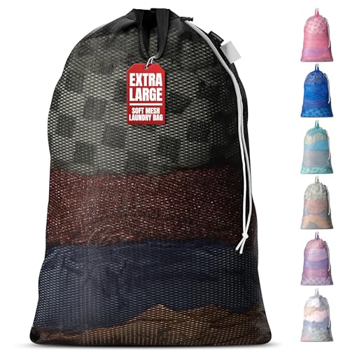 Handy Laundry Mesh XL Laundry Bag 24"x36" with Shoulder Strap, Black - color: Black, size: 1-Pack