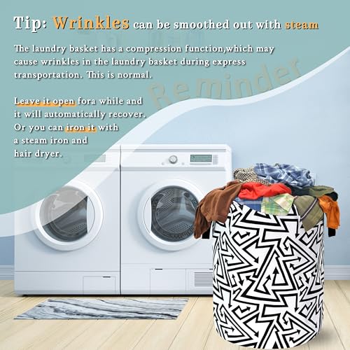Abstract Arrow Laundry Basket Oxford Cloth Foldable Hamper 18.9x16.5In - color: Black White Abstract Arrow