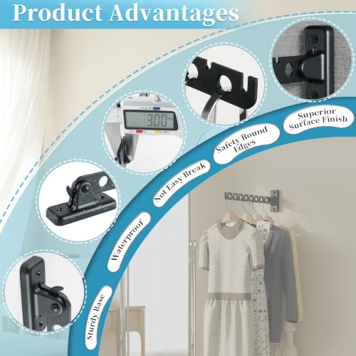 Alise Clothes Drying Racks Wall Mounted Coat Hangers,Black,2 Pcs - color: Black, size: (2 Pack)1008 8-Holes