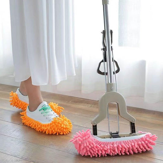 1 Pair Mop Slipper Shoes Cover,Soft Washable Shoes Cover,Reusable Foot Socks for Floor Cleaning,Sweeping Mop Tool for House Kitchen Office-Orange - color: Yellow