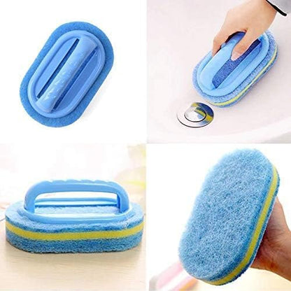 KOKSI 2-Piece Cleaning Brush for Bathroom Kitchen Bathtub Toilet Cleaner All Purpose Shower Sponge Scrubbing Brush with Ergonomic Handle