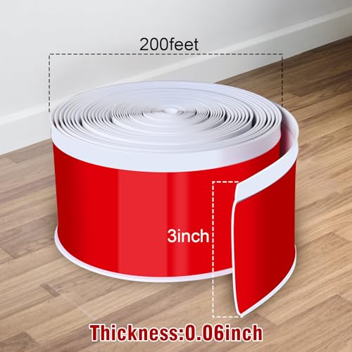 Vinyl Baseboard Molding Trim 3 Inch x 200 Feet Peel and Stick Baseboard Trim Flexible PVC Cove Base Moulding Self-Adhesive Trim for Garage Bathroom Cabinet Floor Walls, White - color: White, size: 3Inch x 200Ft