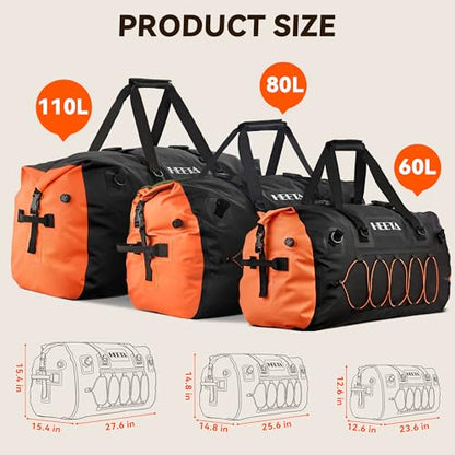 HEETA Waterproof Duffel Bag Travel Motorcycle Dry Bag Backpack 60L/80L/110L - color: Black, size: 110L