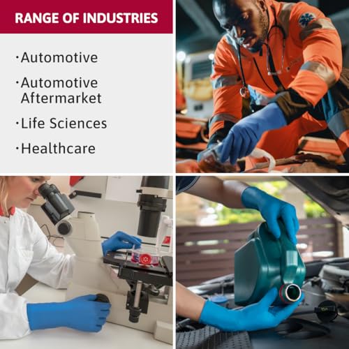 Ansell MICROFLEX SafeGrip SG-375 Extra Thick Disposable Latex Gloves for Life Sciences, Automotive w/Textured Fingertips - XL, Blue (Box of 50) - size: X-Large (Pack of 50)