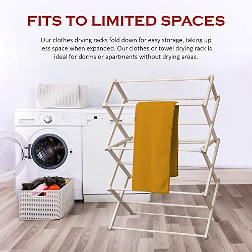 Peaceful Classics Wooden Folding Laundry Rack, 52" x 36" x 16" - size: Medium