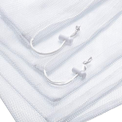 Frienda 6 Pieces Mesh Stuff Sack, 11 x 15 Inch Durable Nylon Mesh Drawstring Laundry Bag for Rinsing Beach Toys, Seashell Collecting, Mesh Bags and Travel (White) - color: White