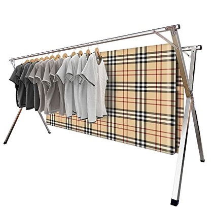 2026 Premium Stainless Steel Clothes Drying Racks, Foldable and Adjustable Laundry Drying Rack Clothing for Indoor Outdoor （79" D x 28.4" W x 50.4" H） - size: 79in