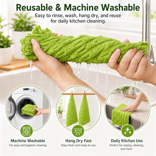 kimteny Microfiber Dish Cloths for Washing Dishes 8 Pack, Lime Green - color: Lime Green, size: 12 x 12 - 8 Pack