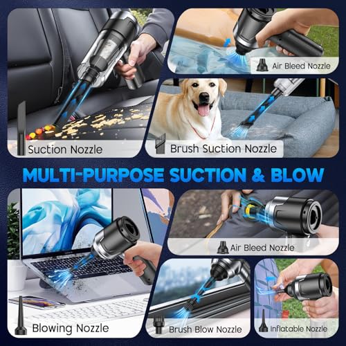 KMM Handheld Car Vacuum Cleaner, 10000PA Hand Held Vacuum & Air Duster - color: Black Silver