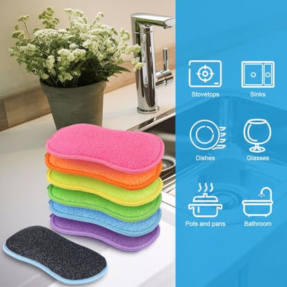 HOMEXCEL Dish Sponge 12 Pack, Microfiber Kitchen Sponges for Cleaning - color: Multicolor